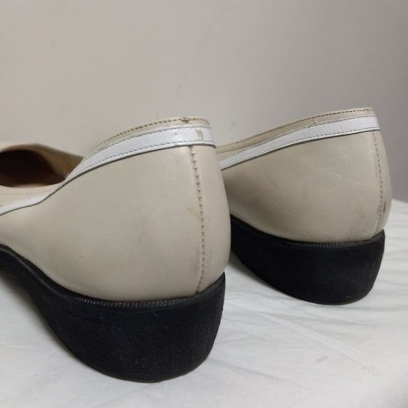 Salvatore Ferragamo Leather Slip On Almond Toe Shoes Cream Women's Size 8.5 4A - Picture 7 of 16